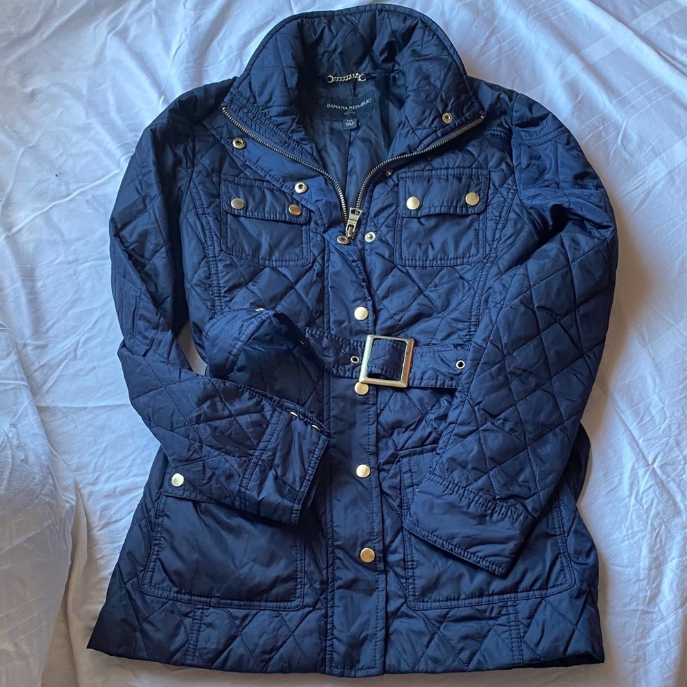 Banana Republic Navy Quilted Utility Jacket size PXS